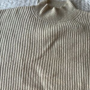 Topshop Cream Ribbed Turtleneck Sweater